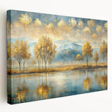 Stretched canvas wall art showcasing an abstract landscape design with vibrant colors and textured surface, perfect for modern home decor.
