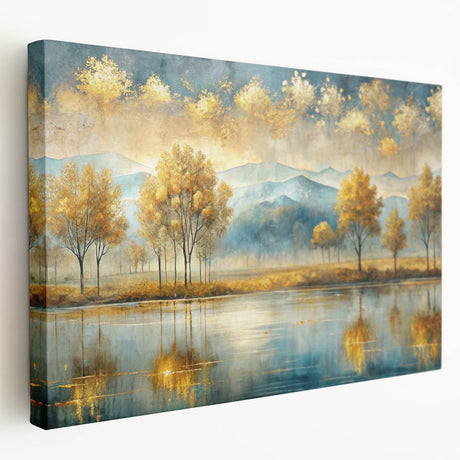 Stretched canvas wall art showcasing an abstract landscape design with vibrant colors and textured surface, perfect for modern home decor.
