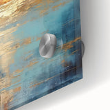 Close-up of an abstract landscape art piece showcasing vibrant colors and fluid shapes, perfect for modern home decor or gallery display.