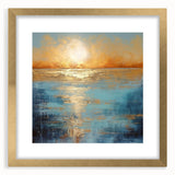 Abstract landscape wall art collection in a gold frame with a mat, showcasing vibrant colors and modern design elements for stylish decor.