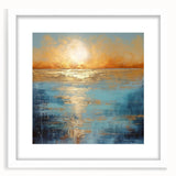 Framed abstract landscape wall art featuring soft pastel colors and geometric shapes, presented in a sleek white frame with a mat.