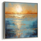 Framed abstract landscape wall art in silver, showcasing vibrant colors and dynamic brush strokes, perfect for modern home decor.