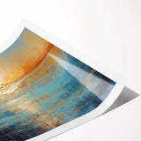 Abstract landscape wall art print showcasing vibrant colors and fluid shapes, perfect for modern home decor, rolled for easy framing and display.