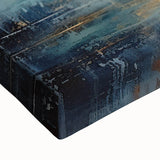 Close-up of an abstract landscape wall art design on stretched canvas, showcasing vibrant colors and intricate textures, perfect for modern decor.