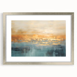 Framed abstract landscape wall art design in a silver frame, showcasing vibrant colors and modern aesthetics, ideal for contemporary decor.