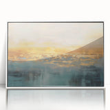 Framed abstract landscape wall art collection showcasing vibrant colors and fluid designs, presented in a sleek white frame for modern decor.