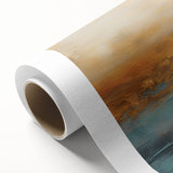 Abstract landscape wall art on rolled canvas, featuring vibrant colors and fluid shapes, ideal for modern home decor and artistic expression.