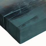 Close-up of a vibrant abstract landscape wall art canvas, showcasing bold colors and fluid shapes, ideal for modern home decor.