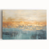 Vibrant abstract landscape wall art on stretched canvas, showcasing rich colors and dynamic brushstrokes that evoke natural beauty and serenity.