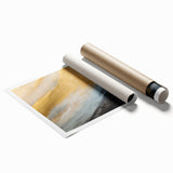 Abstract landscape wall art print showcasing vibrant colors and fluid shapes, rolled for easy shipping and framing, perfect for modern decor.