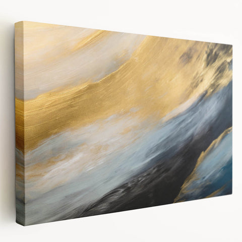Abstract landscape wall art featuring vibrant colors and flowing shapes, printed on stretched canvas, designed to enhance modern interior decor.