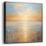 Framed abstract landscape wall art in a sleek black frame, showcasing vibrant colors and dynamic textures, ideal for modern home decor.