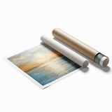 Abstract landscape wall art print showcasing vibrant colors and fluid shapes, perfect for modern home decor, rolled for easy framing.