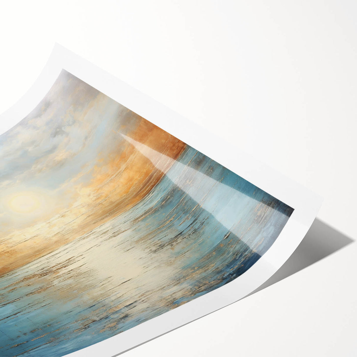 Abstract landscape wall art print showcasing vibrant colors and fluid forms, rolled and ready for framing to enhance modern decor.