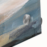 Close-up of a vibrant abstract landscape wall art print, showcasing swirling colors and textures in acrylic glass, ideal for modern decor.