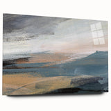 Abstract landscape wall art design in acrylic glass, showcasing vibrant colors and fluid patterns, perfect for modern home decor.