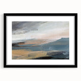 Abstract landscape wall art collection featuring a framed design with a sleek black front view and a stylish mat, perfect for modern decor.