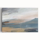 Vibrant abstract landscape wall art on stretched canvas, showcasing bold colors and fluid shapes, ideal for modern home decor accents.