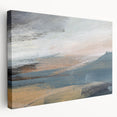Stretched canvas wall art showcasing a vibrant abstract landscape design with rich colors and flowing shapes, ideal for modern decor.