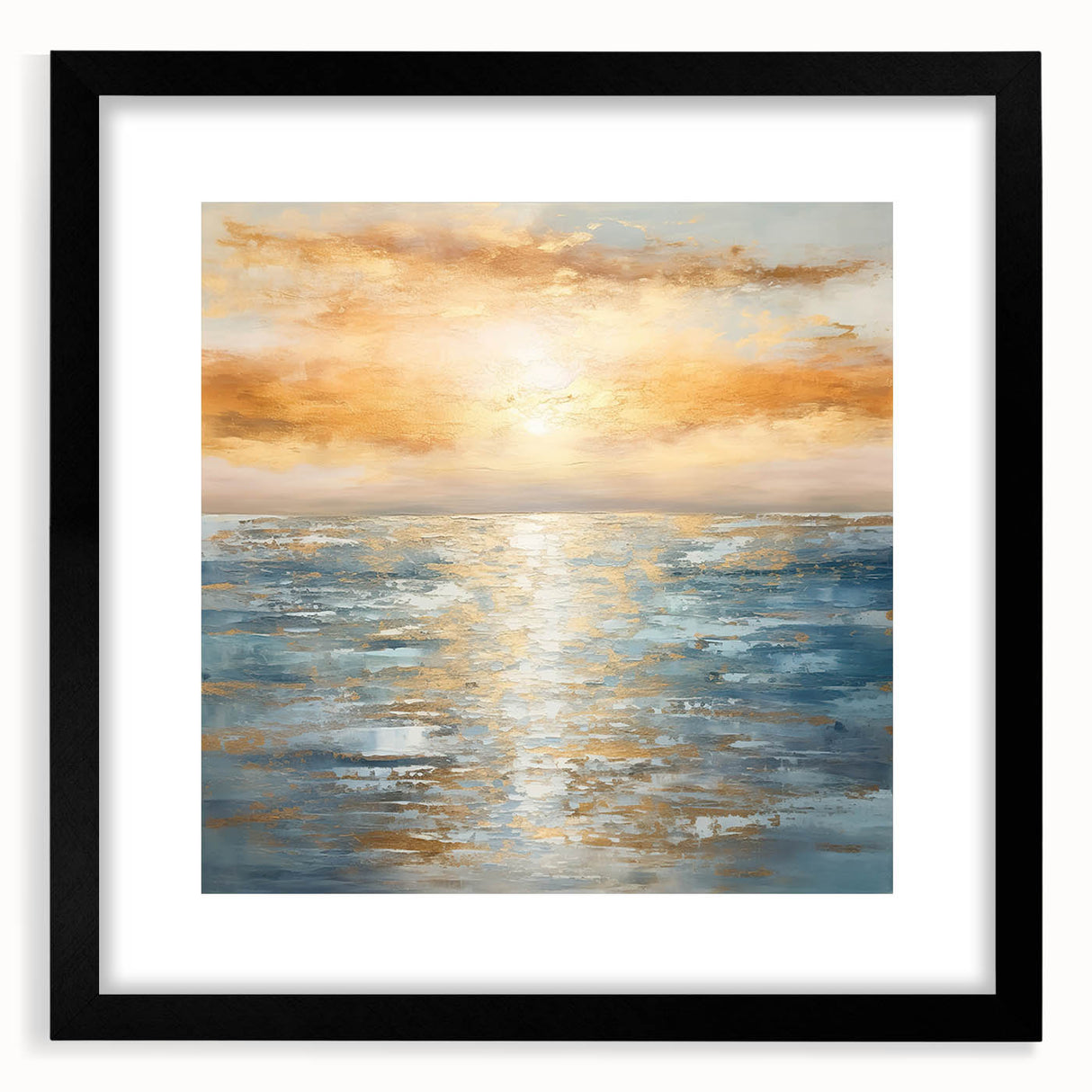 Framed abstract landscape wall art with a black mat, showcasing vibrant colors and modern design, ideal for contemporary home decor.