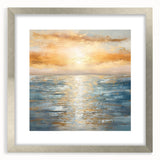 Framed abstract landscape wall art design showcasing vibrant colors and textures, set in a sleek silver frame with a mat, perfect for modern decor.