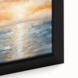 Close-up of a framed abstract landscape wall art piece showcasing vibrant colors and intricate brush strokes, ideal for modern decor.