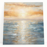 Abstract landscape wall art design on stretched canvas, showcasing vibrant colors and fluid shapes that evoke a serene atmosphere in modern decor.