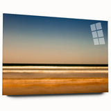 Abstract landscape wall art design showcasing vibrant colors and fluid shapes, displayed in an elegant acrylic frame from a side view, perfect for modern decor.