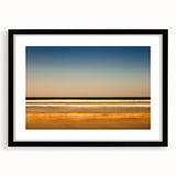 Framed abstract landscape wall art featuring vibrant colors and geometric shapes, displayed in a sleek black frame with a mat for an elegant touch.