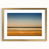 Framed abstract landscape wall art featuring vibrant gold accents and a modern design, perfect for enhancing contemporary decor.