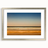 Framed abstract landscape wall art in silver matting, showcasing serene nature-inspired colors and textures, perfect for modern decor.