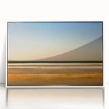 Framed abstract landscape wall art featuring soft, muted colors and fluid shapes, designed to enhance modern interiors with elegance.