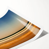 Abstract landscape wall art print showcasing vibrant colors and fluid shapes, rolled and ready for framing, ideal for modern decor.