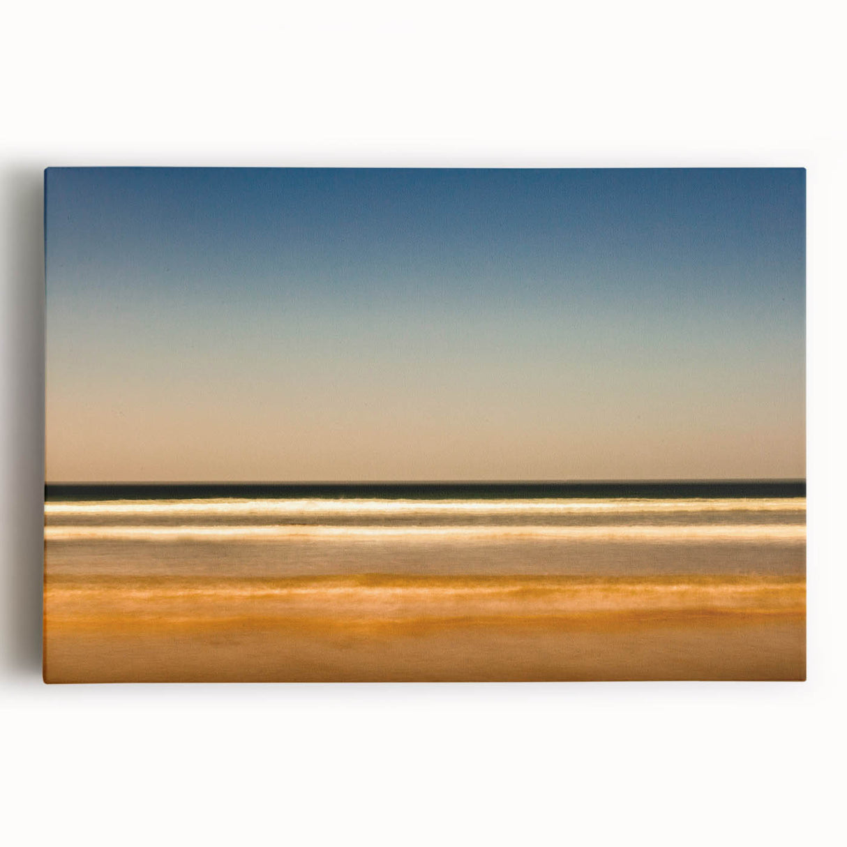 Vibrant abstract landscape wall art on stretched canvas, showcasing bold colors and fluid shapes, perfect for modern home decor.