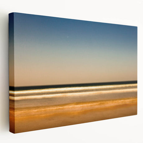Abstract landscape wall art collection on stretched canvas, showcasing vibrant colors and fluid shapes that evoke a serene natural scene.