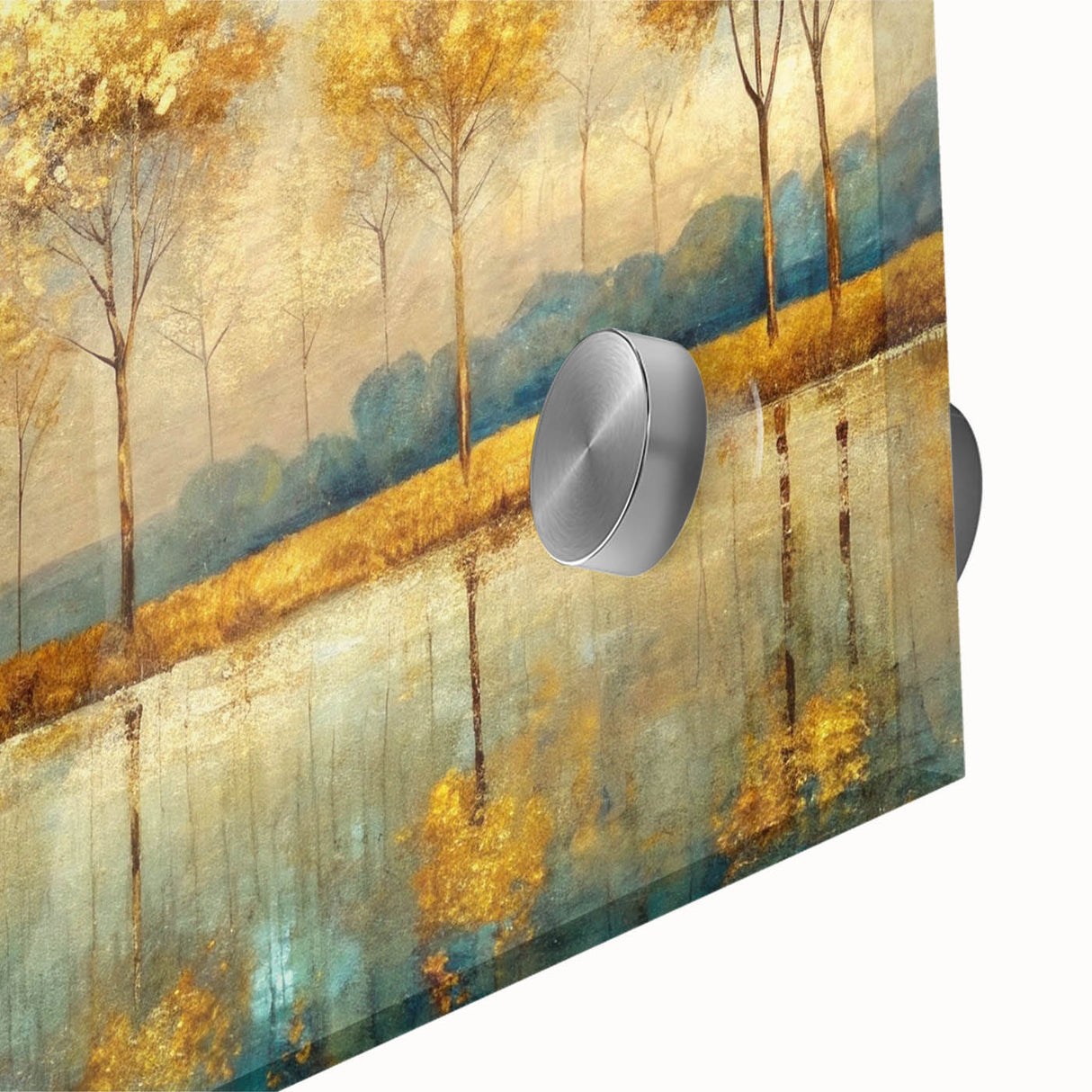 Close-up of an abstract landscape wall art piece featuring vibrant colors and fluid designs, perfect for modern home decor.