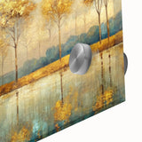 Close-up of an abstract landscape wall art piece featuring vibrant colors and fluid designs, perfect for modern home decor.