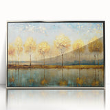 Framed abstract landscape wall art featuring vibrant colors and fluid designs, set in a sleek silver frame, perfect for modern decor.