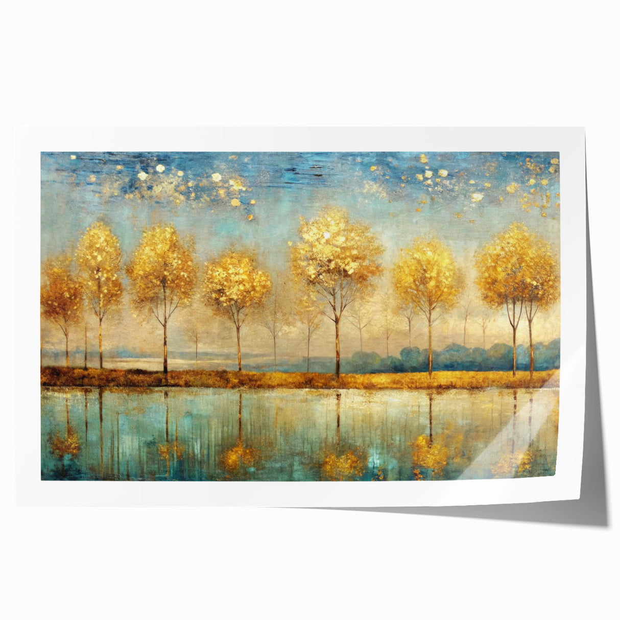 Abstract landscape wall art print showcasing vibrant colors and flowing shapes, designed for modern decor, rolled and ready for framing.