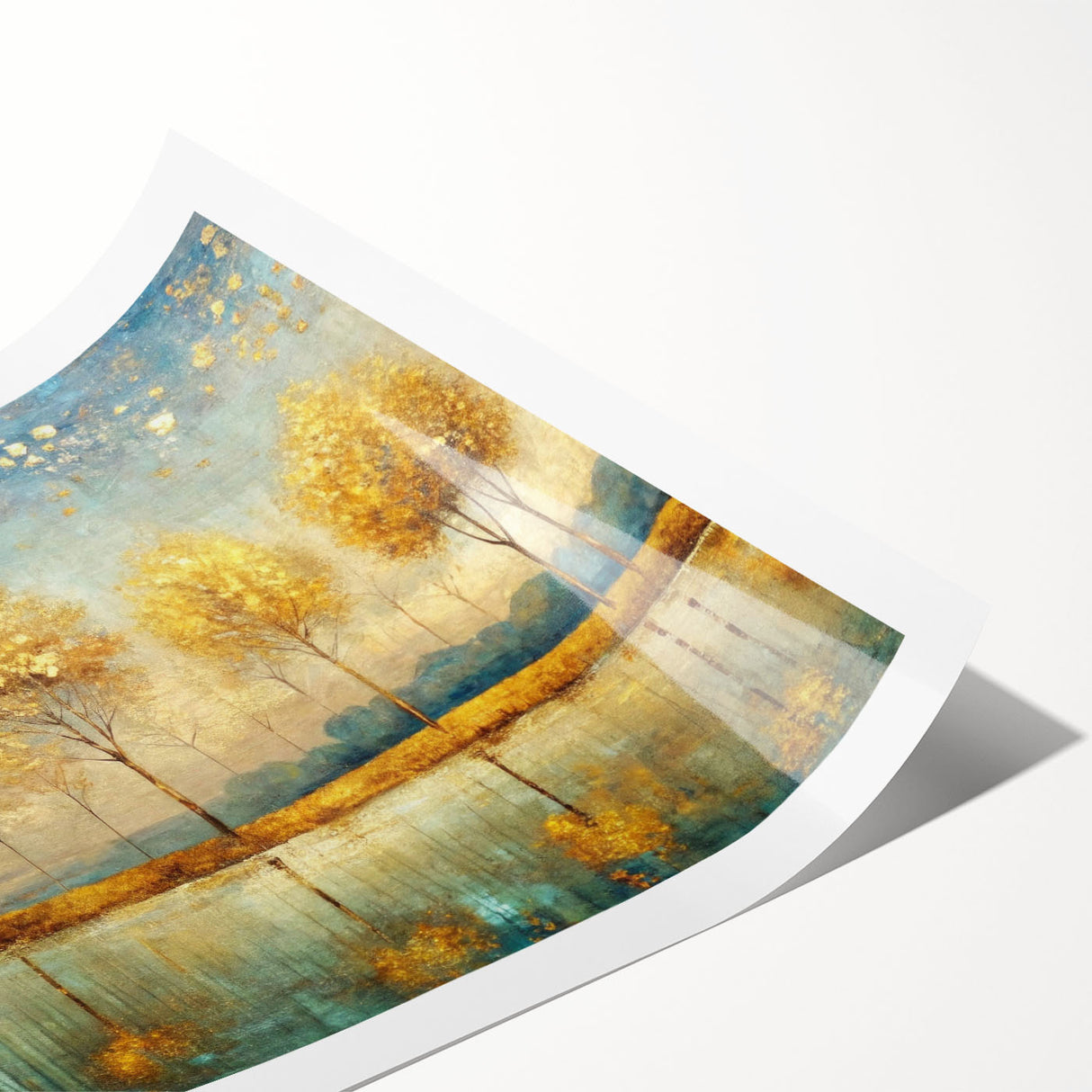 Abstract landscape wall art print showcasing vibrant colors and dynamic shapes, rolled for easy shipping and display. Perfect for modern decor.