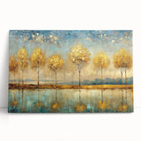 Abstract landscape wall art collection on stretched canvas, showcasing vibrant, colorful hues and fluid shapes, perfect for modern decor.