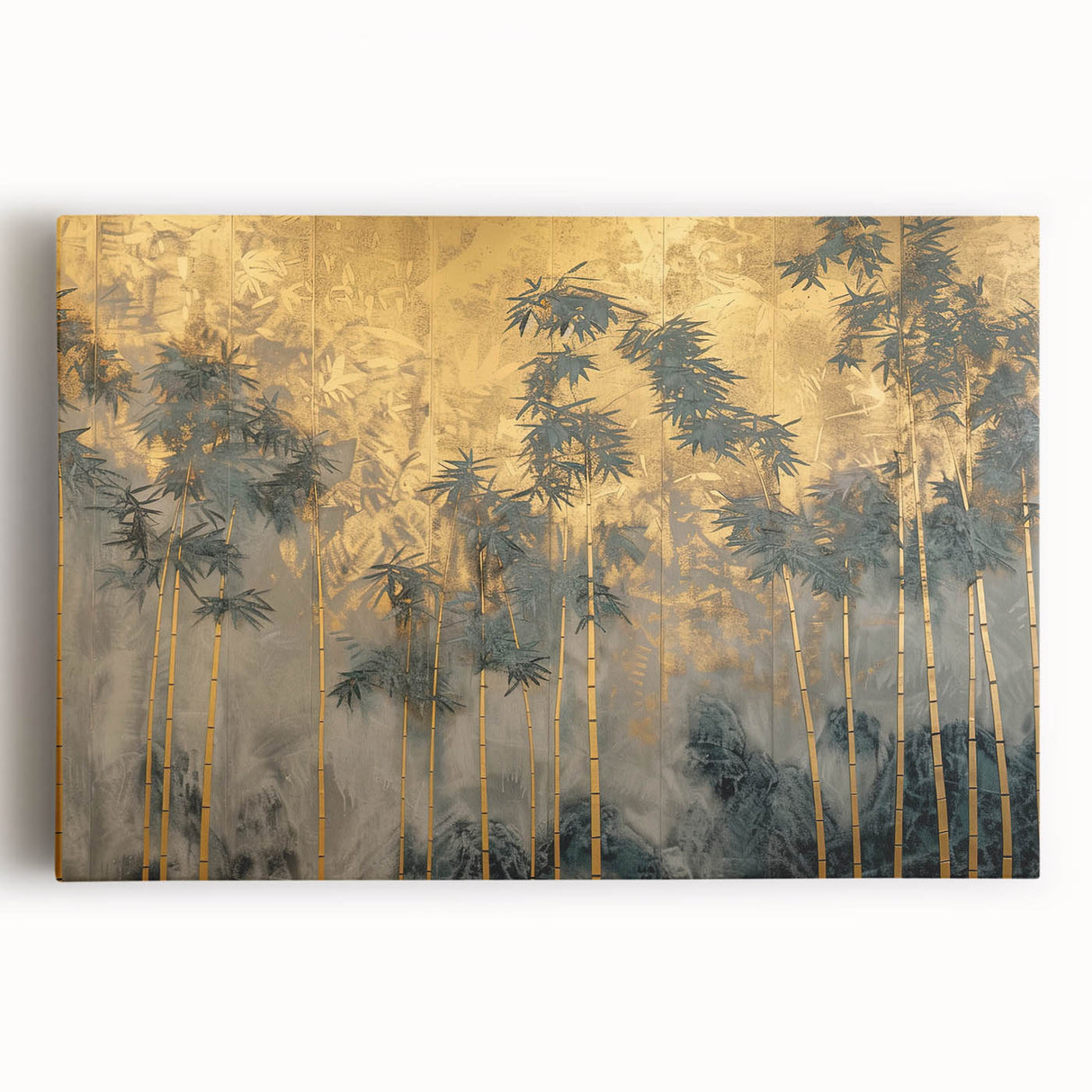 Abstract landscape wall art collection on stretched canvas, showcasing vibrant colors and fluid shapes, ideal for modern home décor.