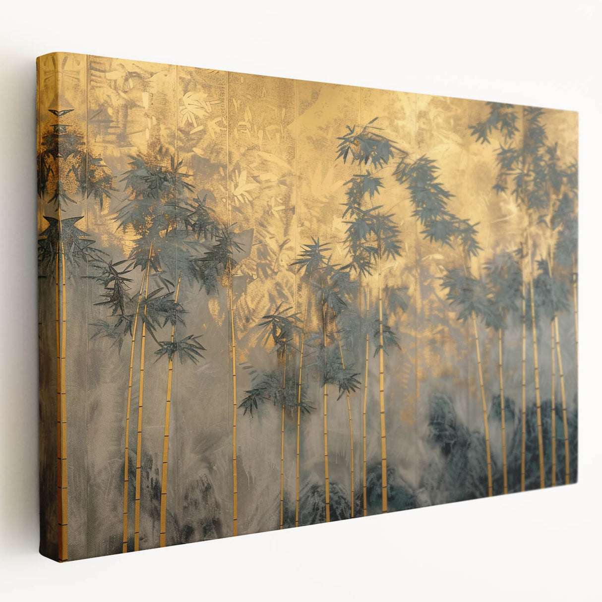 Stretched canvas wall art showcasing an abstract landscape design with vibrant colors and textured brushstrokes, ideal for modern decor.