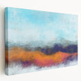 Stretched canvas wall art showcasing an abstract landscape design with vibrant colors and fluid shapes, perfect for modern home decor.