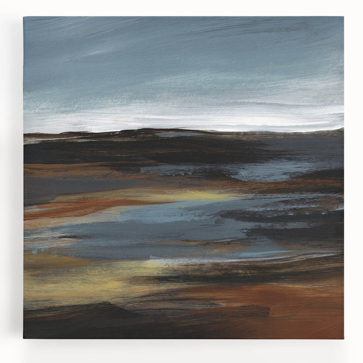 Vibrant abstract landscape canvas art collection showcasing colorful, textured designs in a contemporary frame, ideal for home decor.