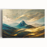 Abstract landscape wall art design showcasing vibrant colors and fluid patterns on stretched canvas, ideal for modern home decor.
