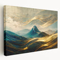 Stretched canvas wall art showcasing an abstract landscape design with vibrant colors and flowing textures, ideal for modern decor.