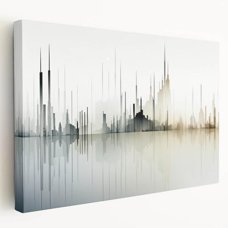 Stretched canvas artwork of abstract landscapes in vibrant colors, showcasing flowing forms and textures, ideal for modern home decor.