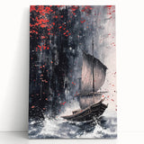 Colorful abstract landscape canvas art showcasing vibrant hues of blue, green, and orange with dynamic brush strokes, perfect for modern decor.