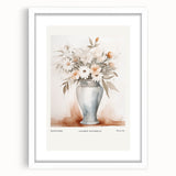 Abstract minimalist wall art design framed with a white mat, showcasing soft pastel colors and geometric shapes, perfect for modern decor.